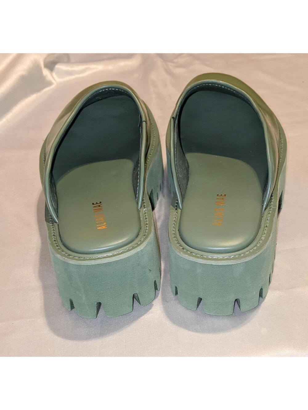 Alias Mae Quinn Sage Green Chunky Leather Clogs Platform Mules Size 39 EU / 8 US - Picture 4 of 9